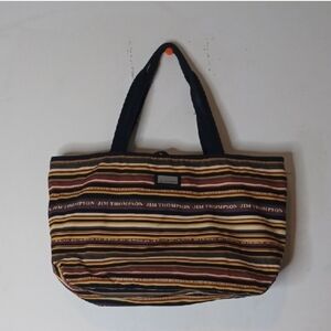 Thompson Striped Tote Bag in Black and Brown